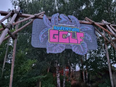 adventure golf entrance sign