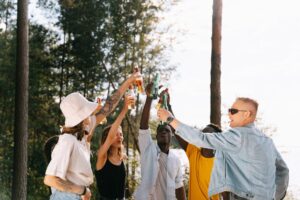 a group of friends toasting