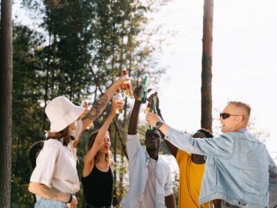 a group of friends toasting